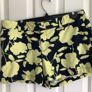 LOFT  Dark Navy and Bright YellowFloral Print Women's Shorts - 
10